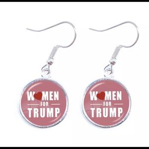 Women for Trump 2020 MAGA silver tone earrings